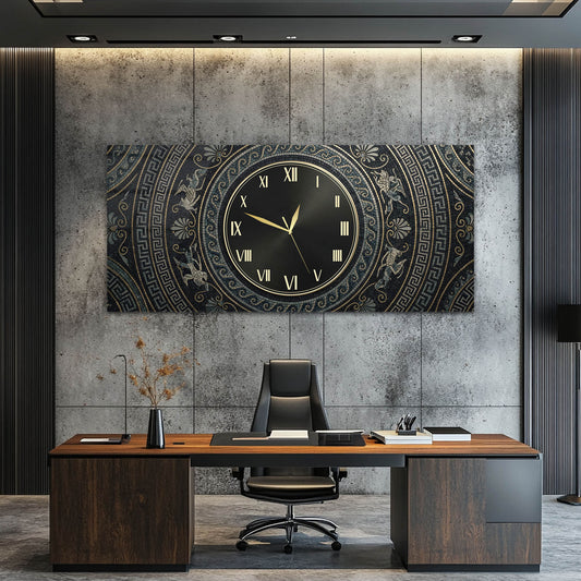 Lüks Desenli Modern Cam Saatli Tablo