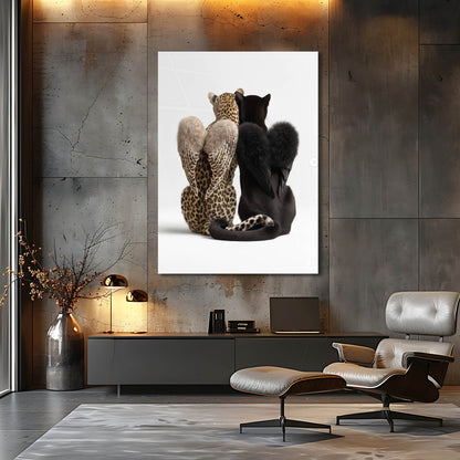 Melek Kanatlı Leopar ve Panter Cam Tablo