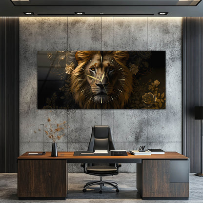 Gold Detaylı Modern Cam Saatli Tablo