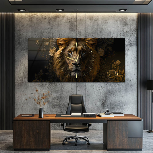 Gold Detaylı Modern Cam Saatli Tablo