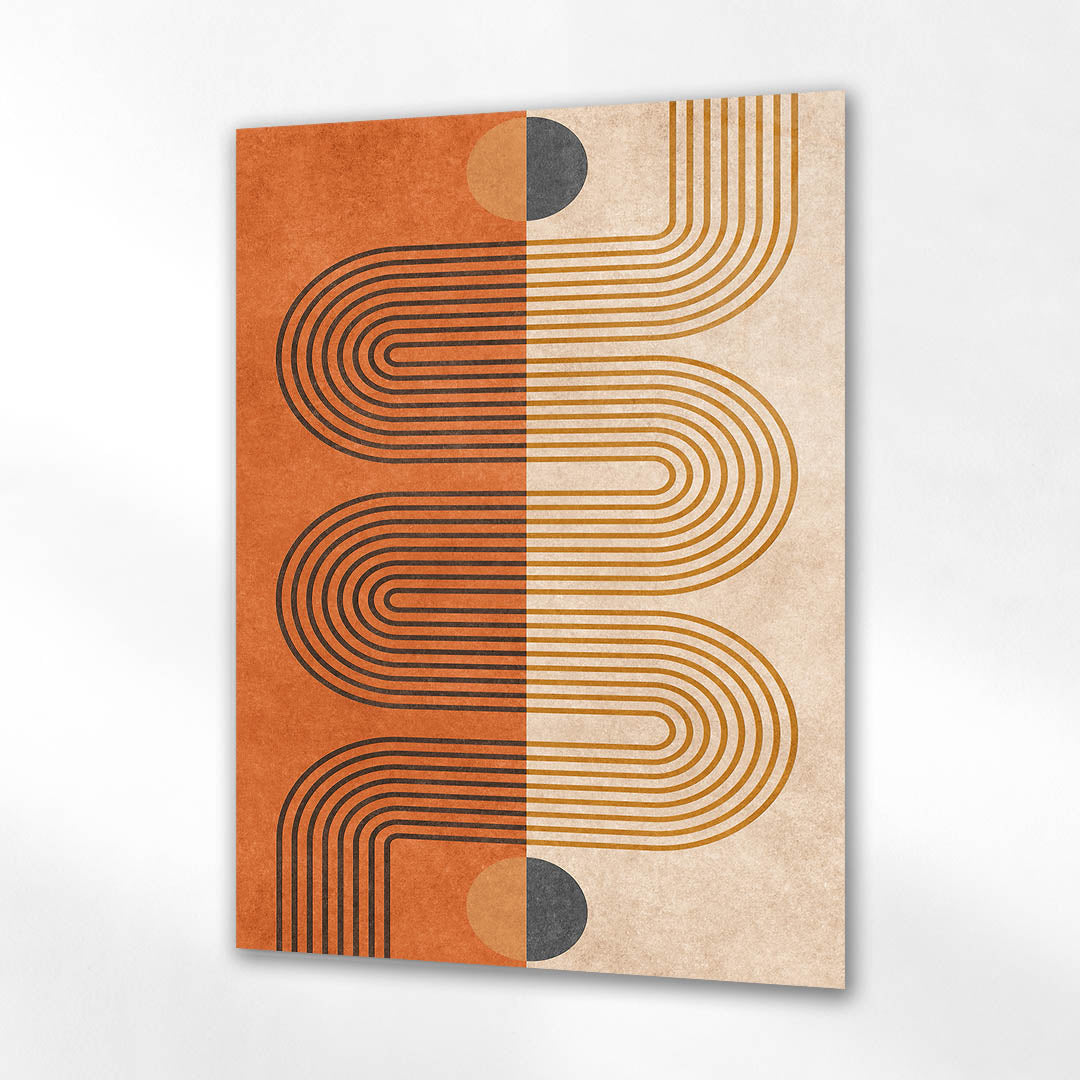 Geometrik Labirent Desenli Boho Cam Tablo