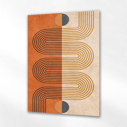 Geometrik Labirent Desenli Boho Cam Tablo
