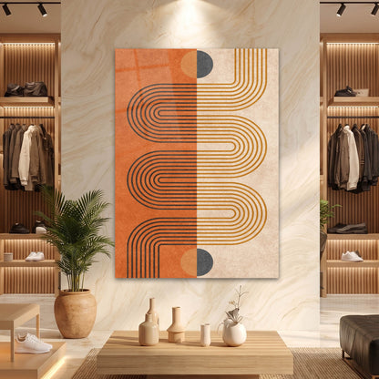 Geometrik Labirent Desenli Boho Cam Tablo