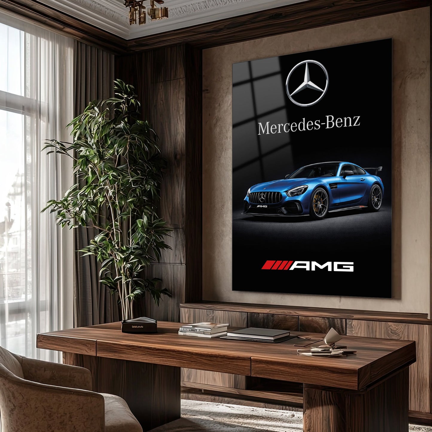 Mercedes-Benz AMG Cam Tablo – Spor Otomobil ve Logo Tasarımı