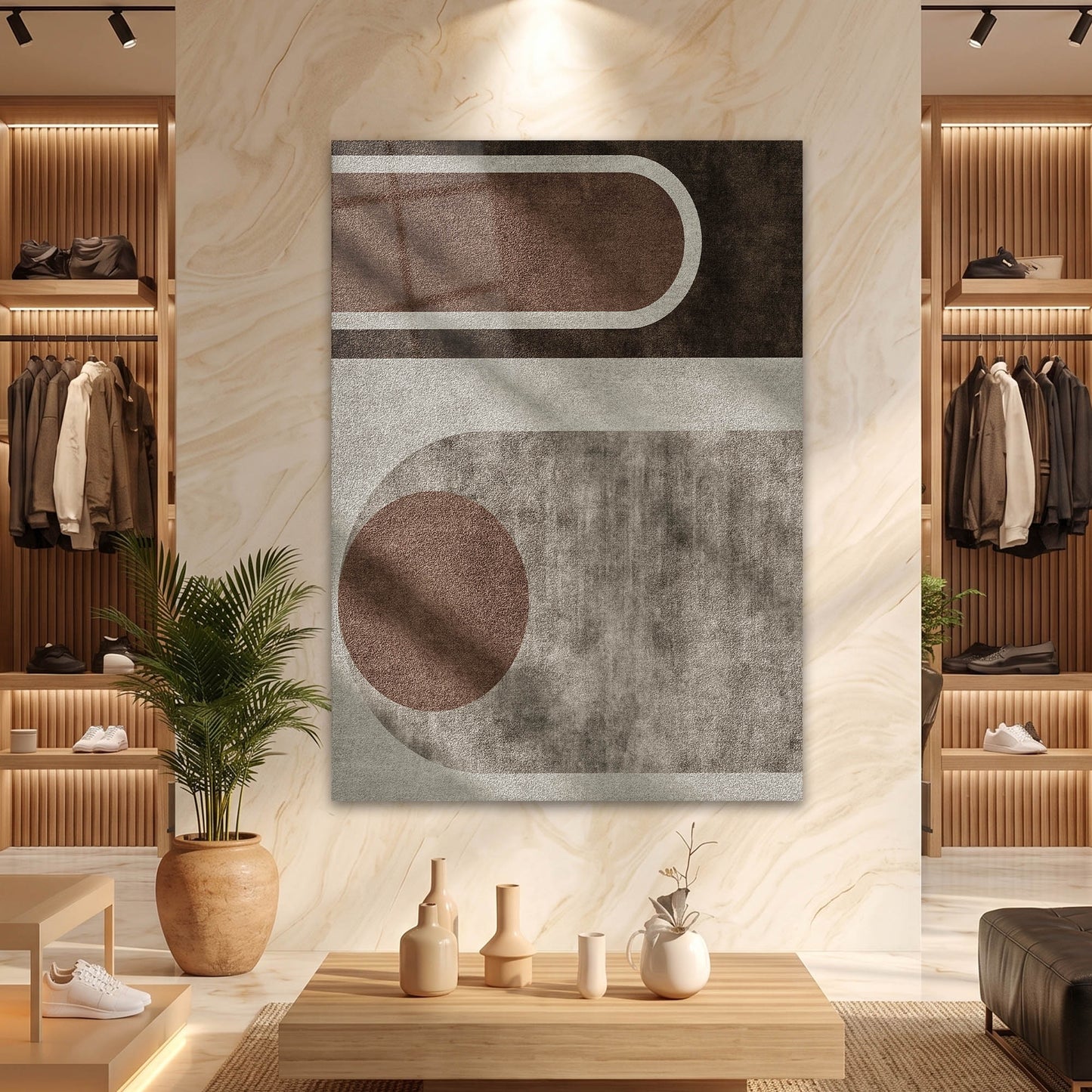 Bauhaus Tarzı Minimalist Kahverengi Cam Tablo