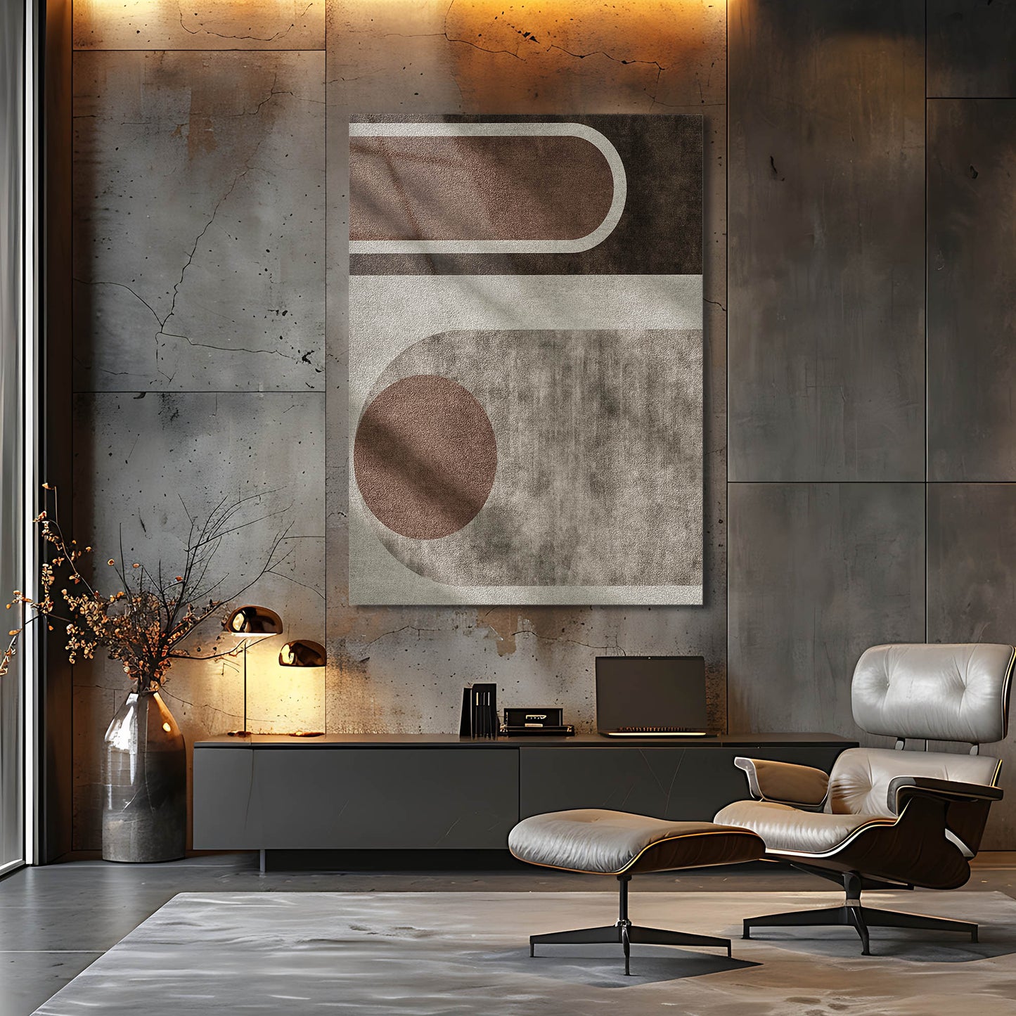 Bauhaus Tarzı Minimalist Kahverengi Cam Tablo