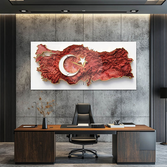 Türkiye Haritası Cam Saatli Tablo