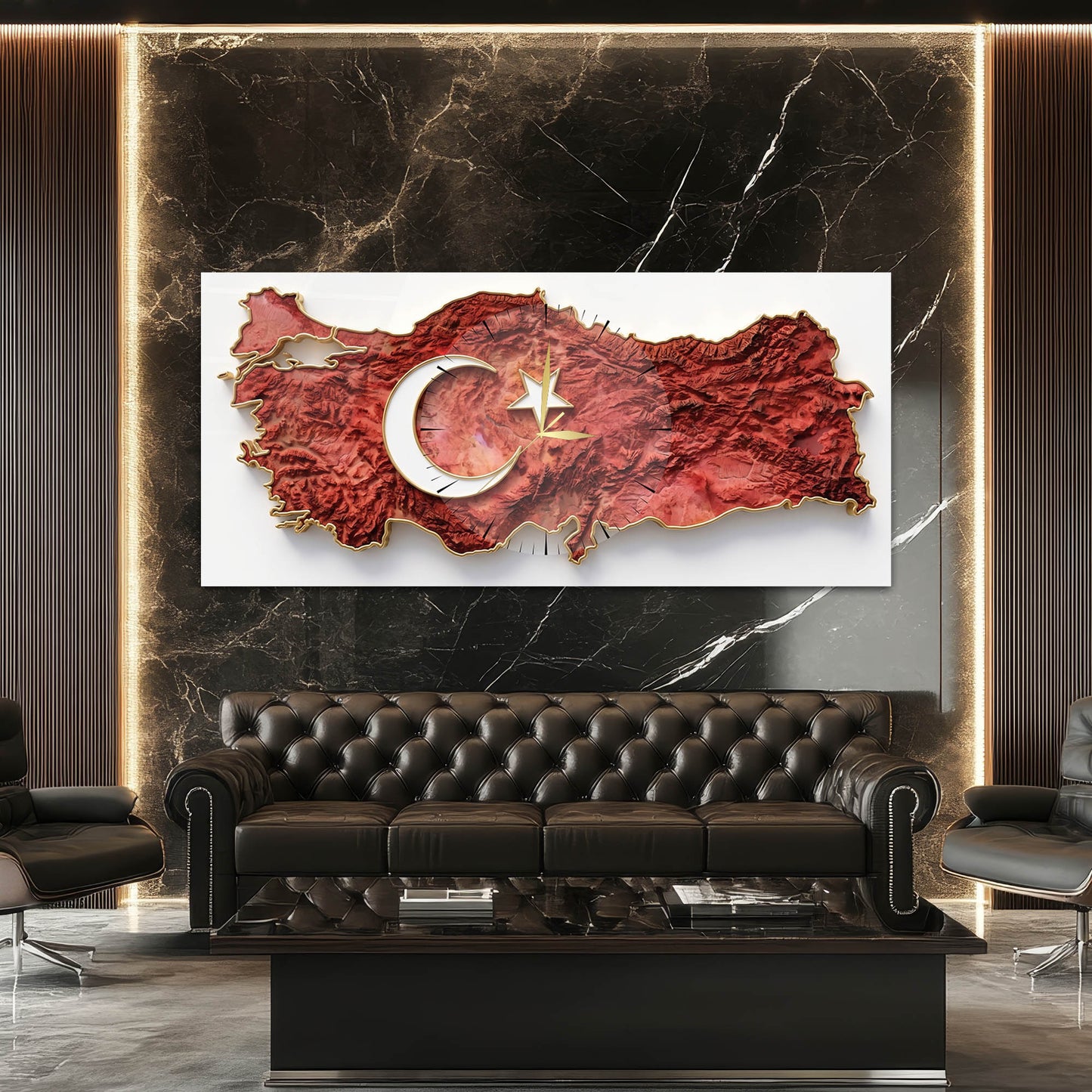 Türkiye Haritası Cam Saatli Tablo