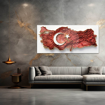 Türkiye Haritası Cam Saatli Tablo