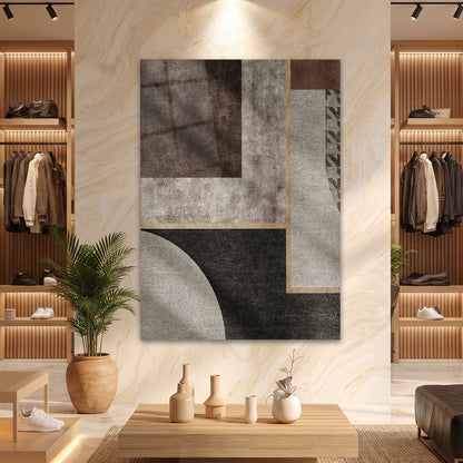 Bauhaus Tarzı Minimalist Kahve Gri Blok Cam Tablo