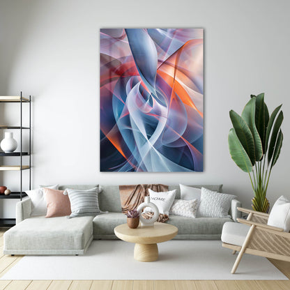 Pastel Tonlarda Akışkan Dalgalı Fraktal Cam Tablo