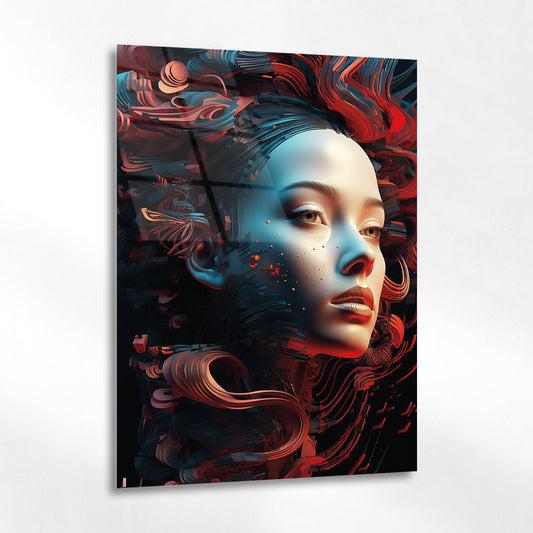 Kırmızı Dijital Ruh Cam Tablo - 4 mm Temperli Cam Tablo - Ev, ofis dekorasyon