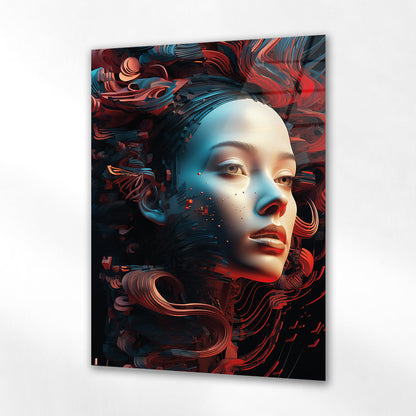 Kırmızı Dijital Ruh Cam Tablo - 4 mm Temperli Cam Tablo - Ev, ofis dekorasyon