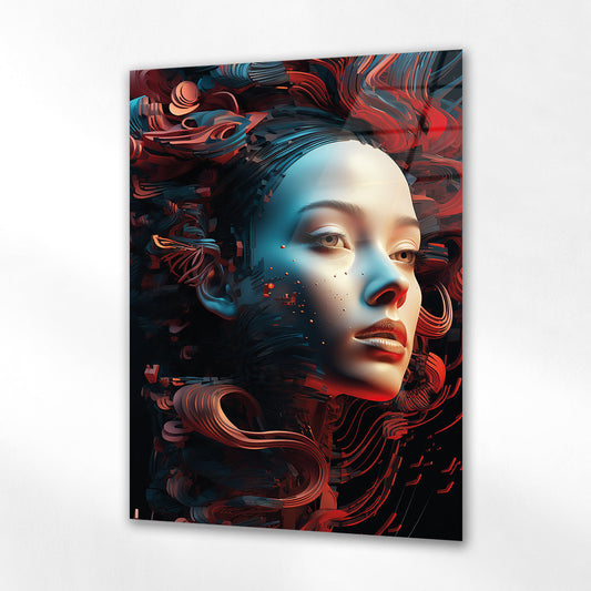 Kırmızı Dijital Ruh Cam Tablo - 4 mm Temperli Cam Tablo - Ev, ofis dekorasyon