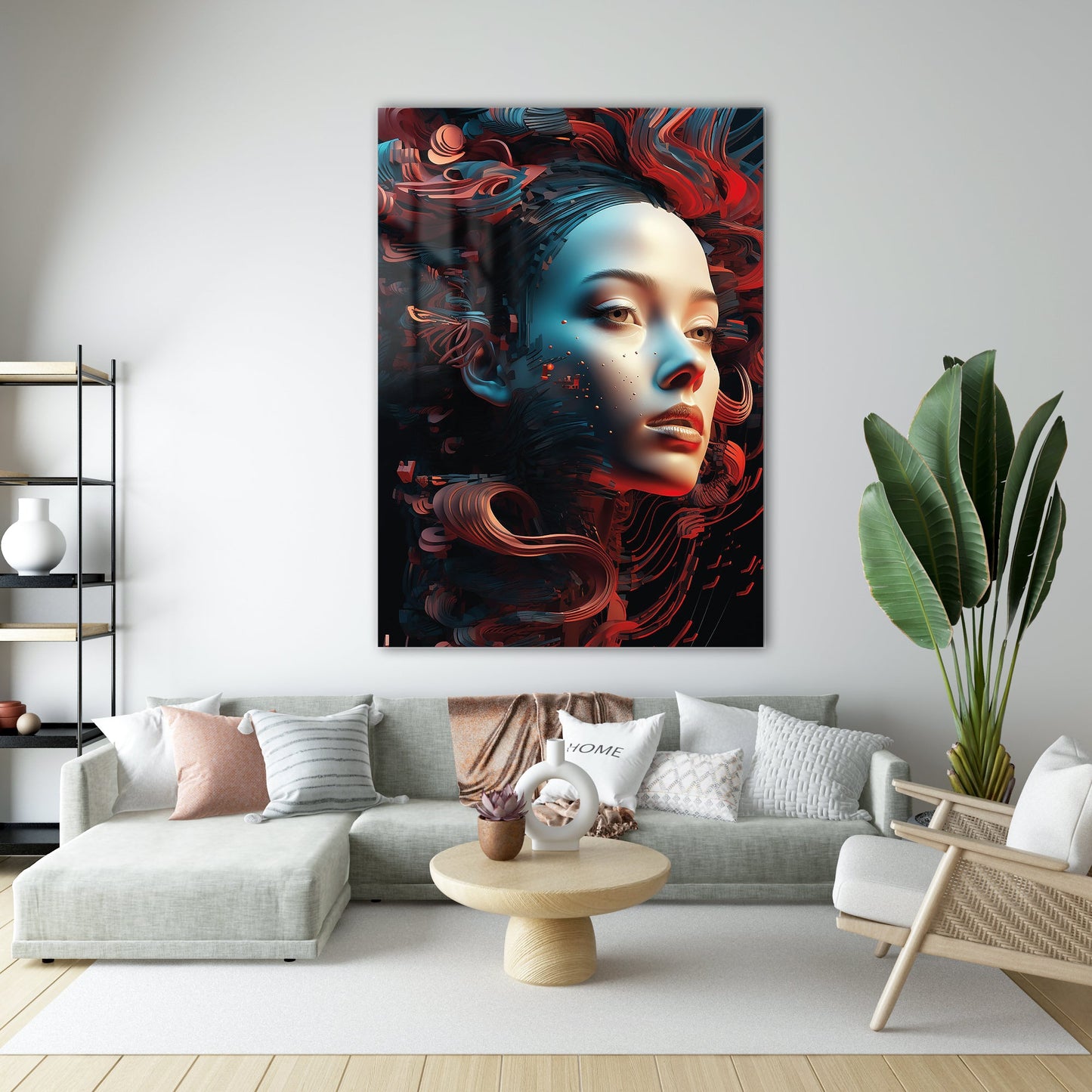 Kırmızı Dijital Ruh Cam Tablo - 4 mm Temperli Cam Tablo - Ev, ofis dekorasyon