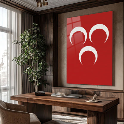 Üç Hilal Osmanlı Milli Sembol Cam Tablo