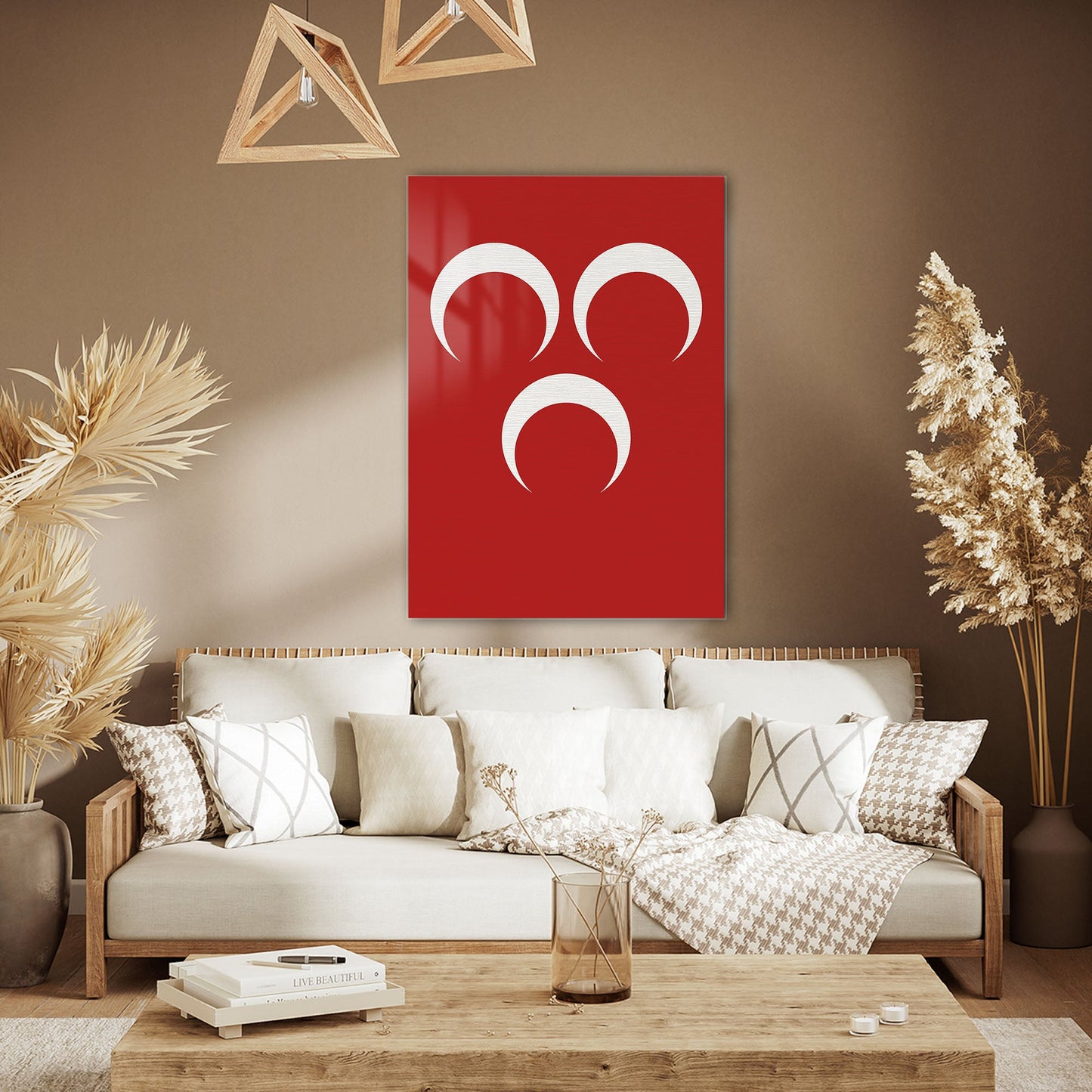 Üç Hilal Osmanlı Milli Sembol Cam Tablo