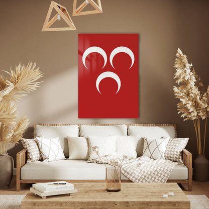 Üç Hilal Osmanlı Milli Sembol Cam Tablo