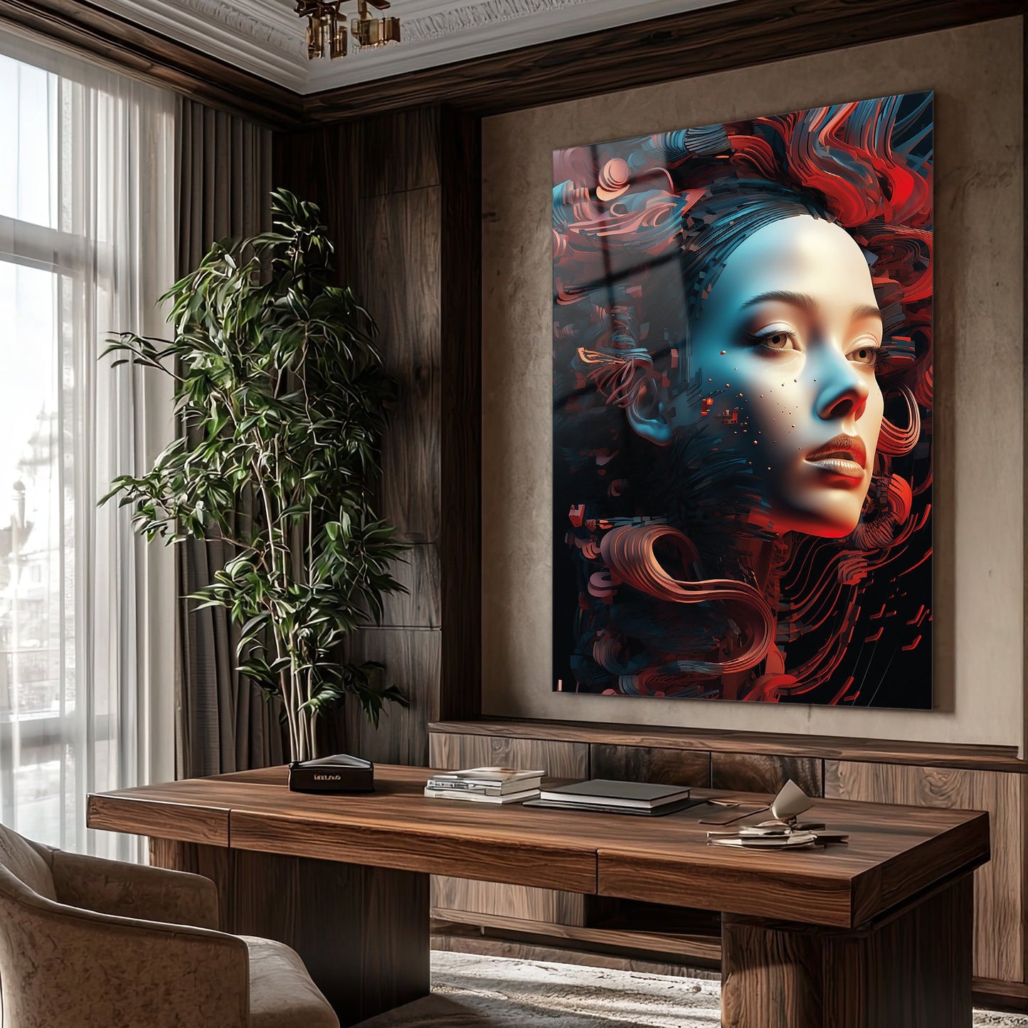 Kırmızı Dijital Ruh Cam Tablo - 4 mm Temperli Cam Tablo - Ev, ofis dekorasyon