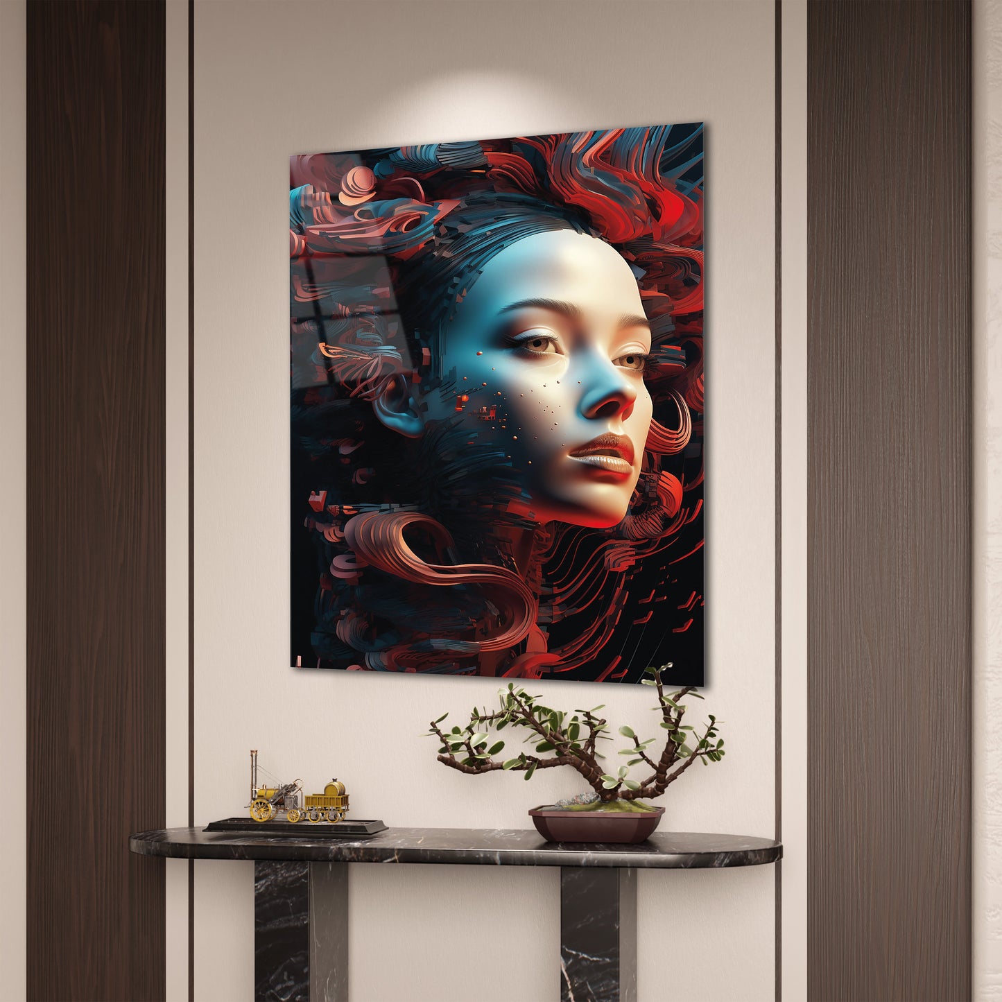 Kırmızı Dijital Ruh Cam Tablo - 4 mm Temperli Cam Tablo - Ev, ofis dekorasyon