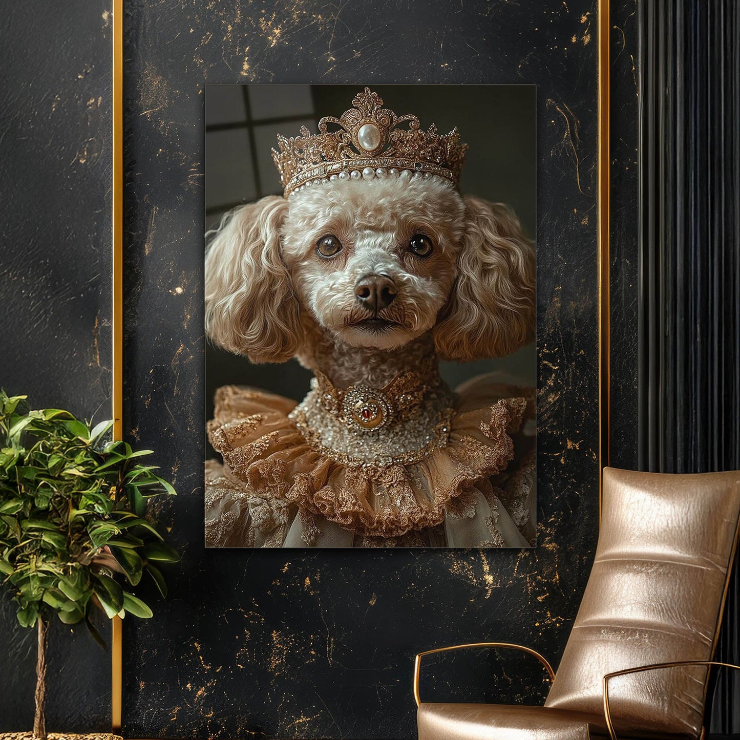 Kraliyet Köpek Portre Cam Tablo