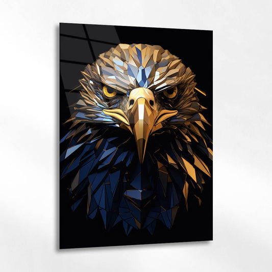 Low Poly Kartal Portre Cam Tablo