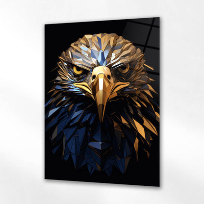 Low Poly Kartal Portre Cam Tablo
