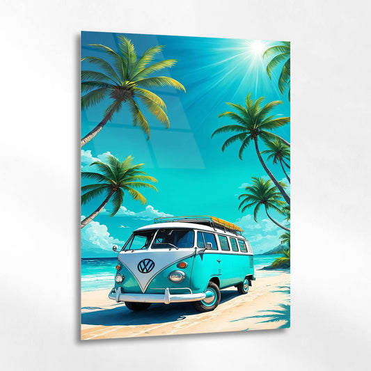 Retro Volkswagen Sahil Cam Tablo