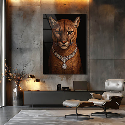 Lüks Puma Elmas Kolye Cam Tablo
