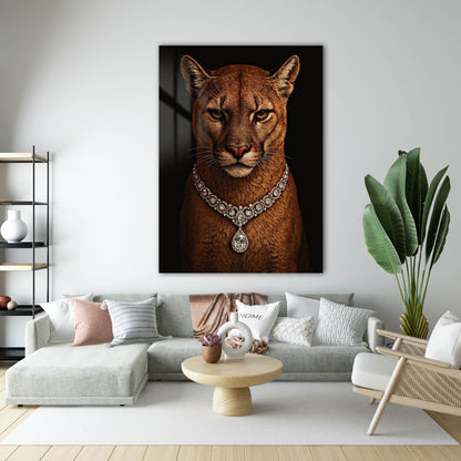 Lüks Puma Elmas Kolye Cam Tablo