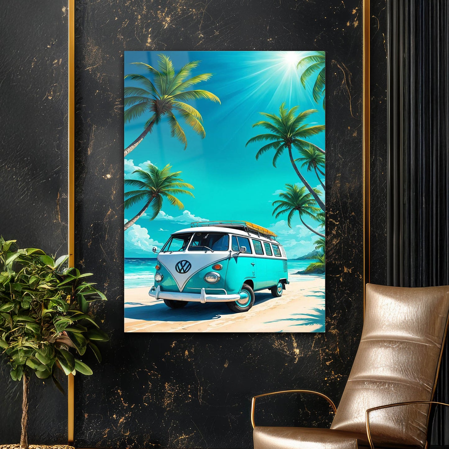 Retro Volkswagen Sahil Cam Tablo