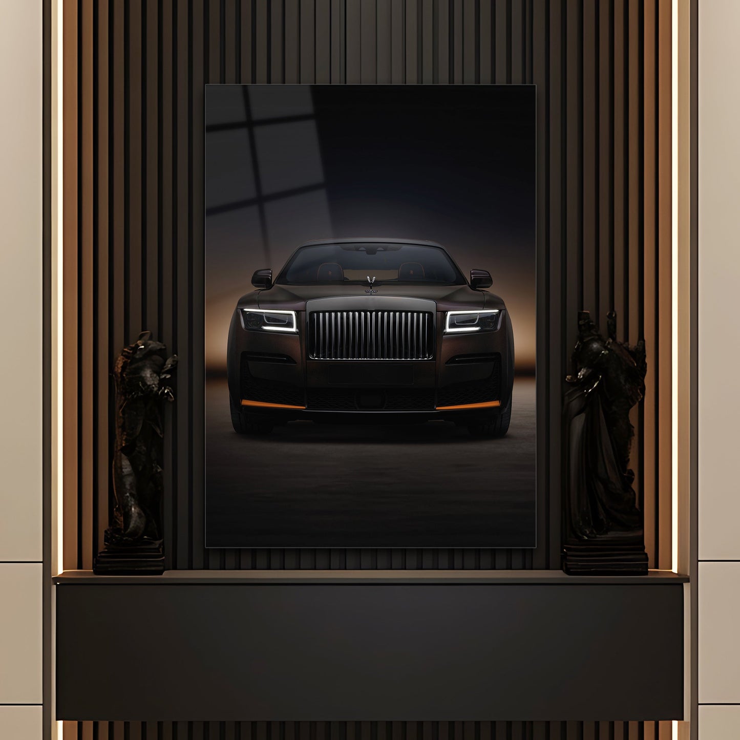 Rolls-Royce Cam Tablo – Lüks Sedan Ön Görünüm (Karanlık Stil)**