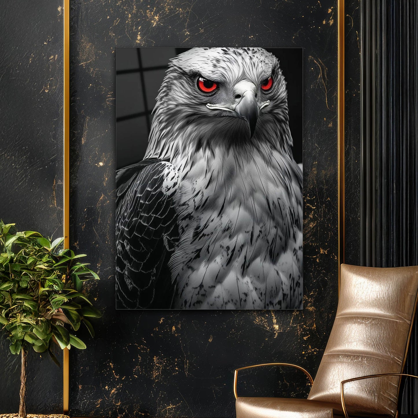 Kırmızı Gözlü Kartal Portre Cam Tablo