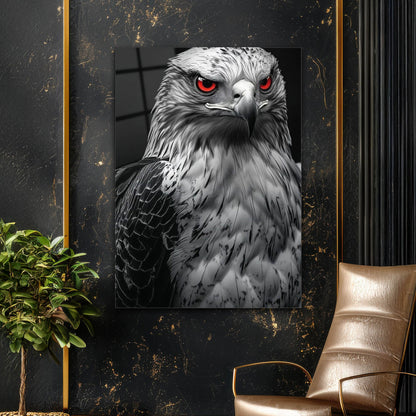 Kırmızı Gözlü Kartal Portre Cam Tablo
