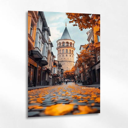 Sonbaharda Galata Kulesi Cam Tablo