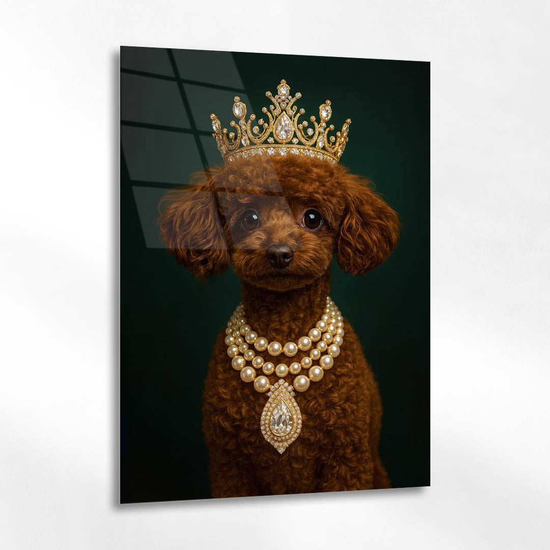 Kraliyet Poodle İnci Kolye Cam Tablo