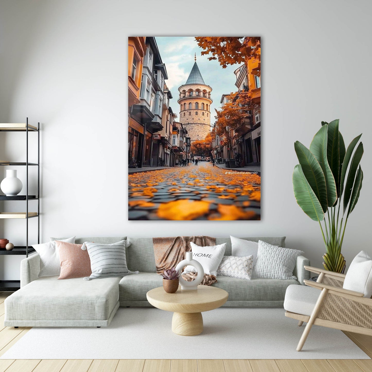 Sonbaharda Galata Kulesi Cam Tablo