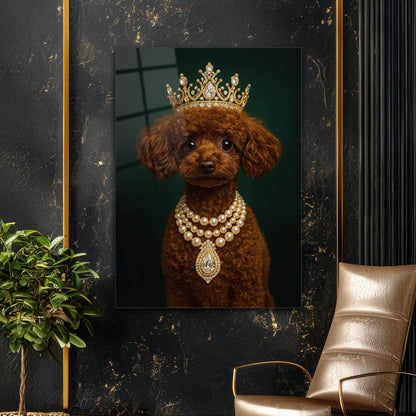 Kraliyet Poodle İnci Kolye Cam Tablo