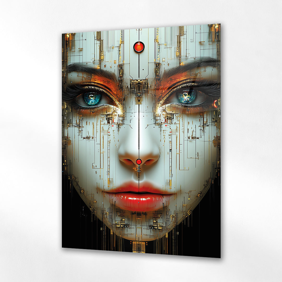 Dijital Kadın Yüzü Cam Tablo