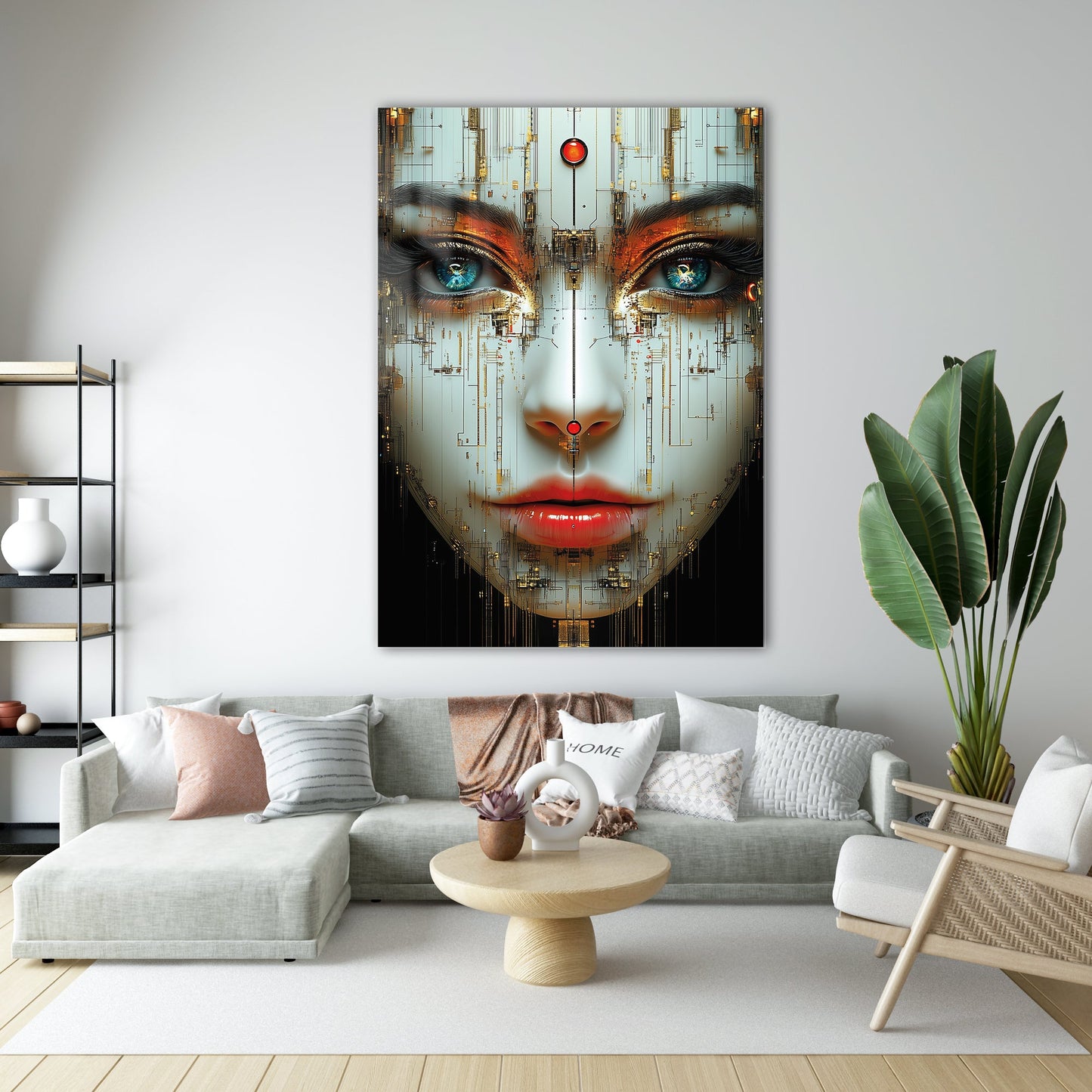 Dijital Kadın Yüzü Cam Tablo