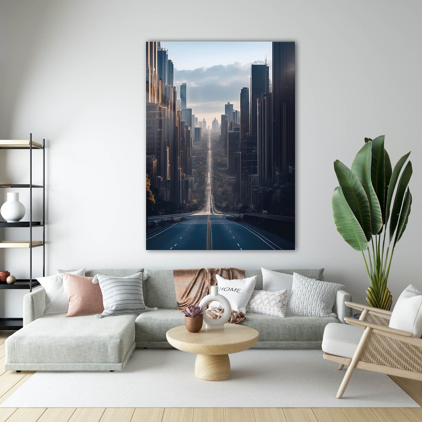 Modern Şehir Yüksek Binalar Perspektif Cam Tablo