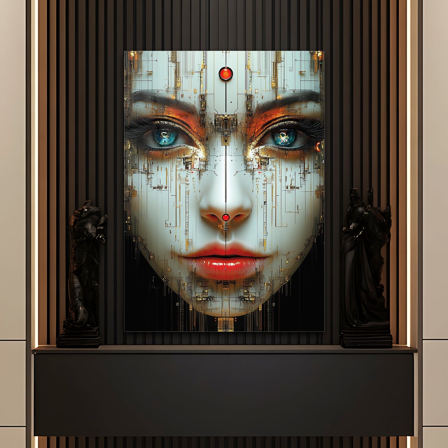 Dijital Kadın Yüzü Cam Tablo