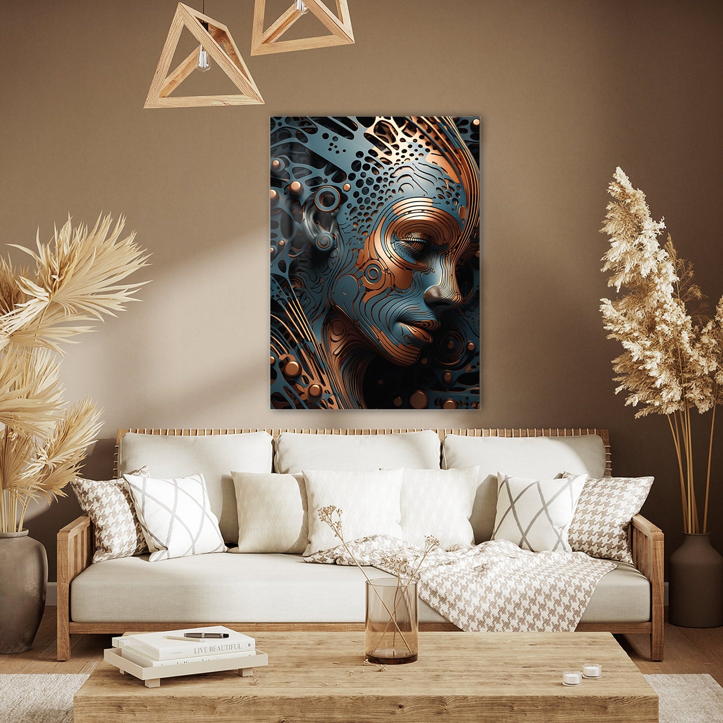 Soyut Modern Kadın Portresi Cam Tablo - 4 mm Temperli Cam Tablo - Ev, ofis dekorasyon