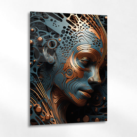 Soyut Modern Kadın Portresi Cam Tablo - 4 mm Temperli Cam Tablo - Ev, ofis dekorasyon