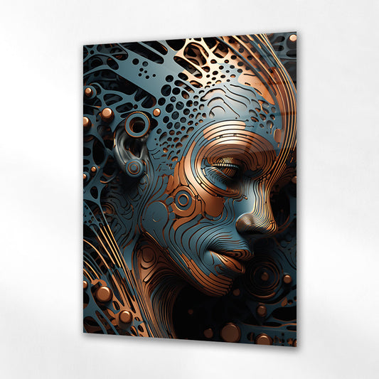 Soyut Modern Kadın Portresi Cam Tablo - 4 mm Temperli Cam Tablo - Ev, ofis dekorasyon