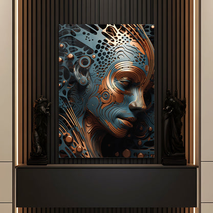 Soyut Modern Kadın Portresi Cam Tablo - 4 mm Temperli Cam Tablo - Ev, ofis dekorasyon