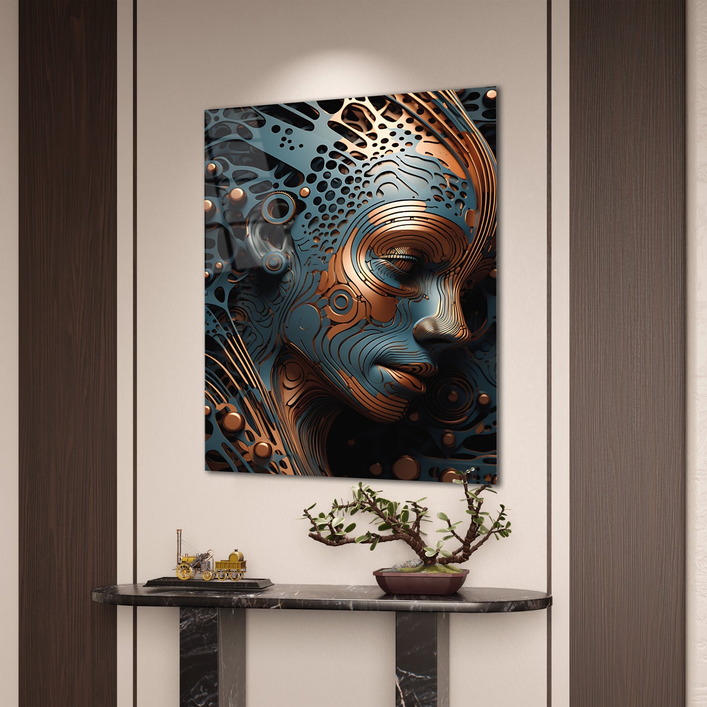 Soyut Modern Kadın Portresi Cam Tablo - 4 mm Temperli Cam Tablo - Ev, ofis dekorasyon