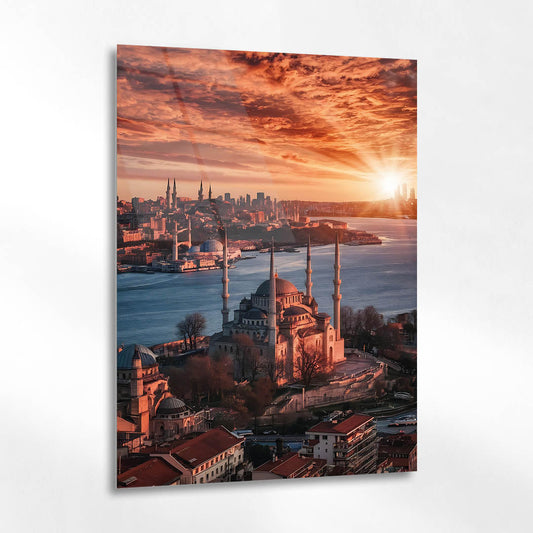 İstanbul Camileri Gün Doğumu Cam Tablo