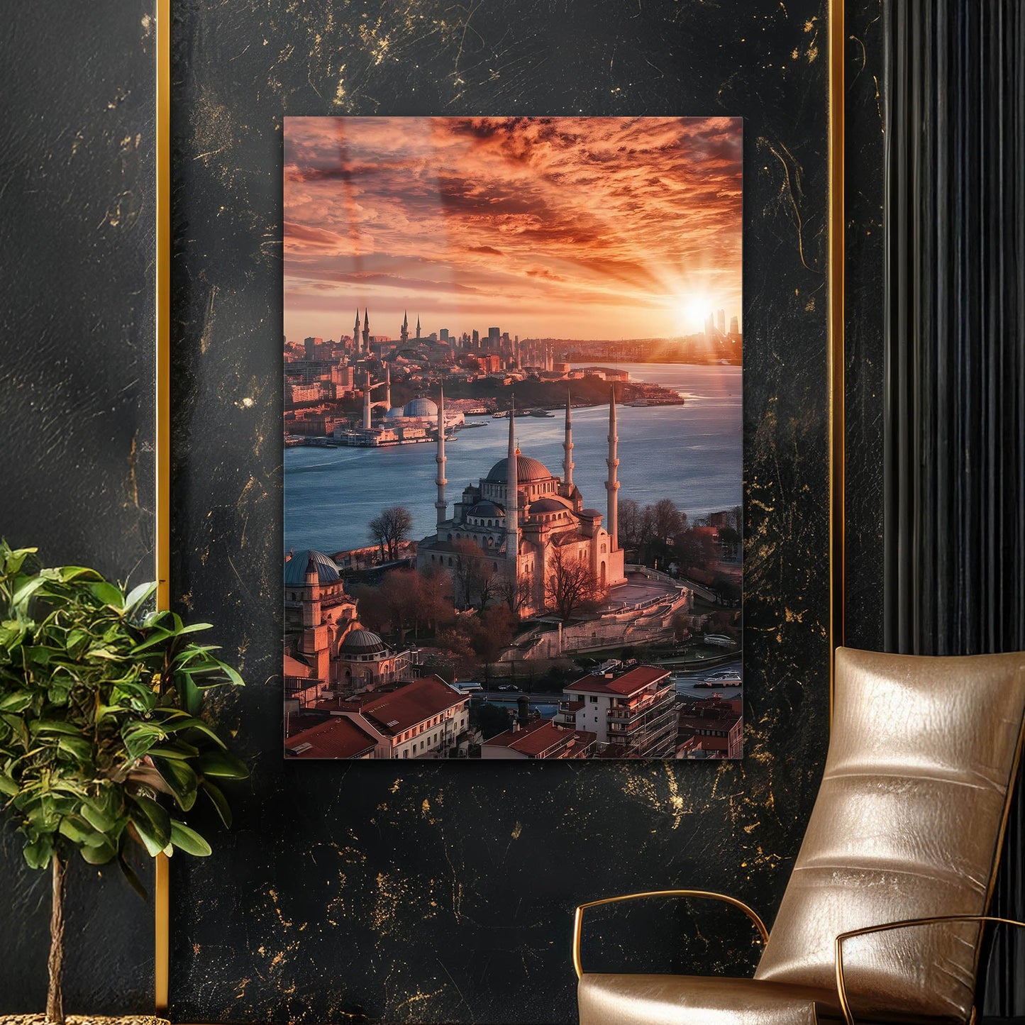 İstanbul Camileri Gün Doğumu Cam Tablo