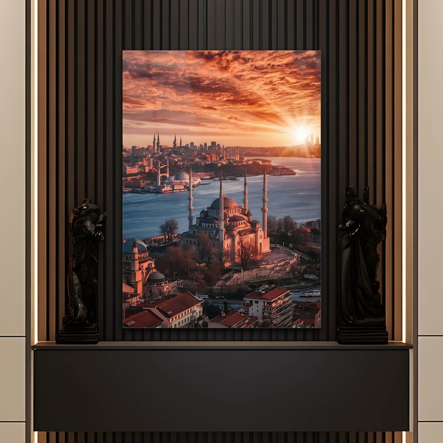 İstanbul Camileri Gün Doğumu Cam Tablo